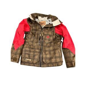 Alliance Special Ops Mens Plaid Jacket Red Contrast Hoodie Waterproof Size L